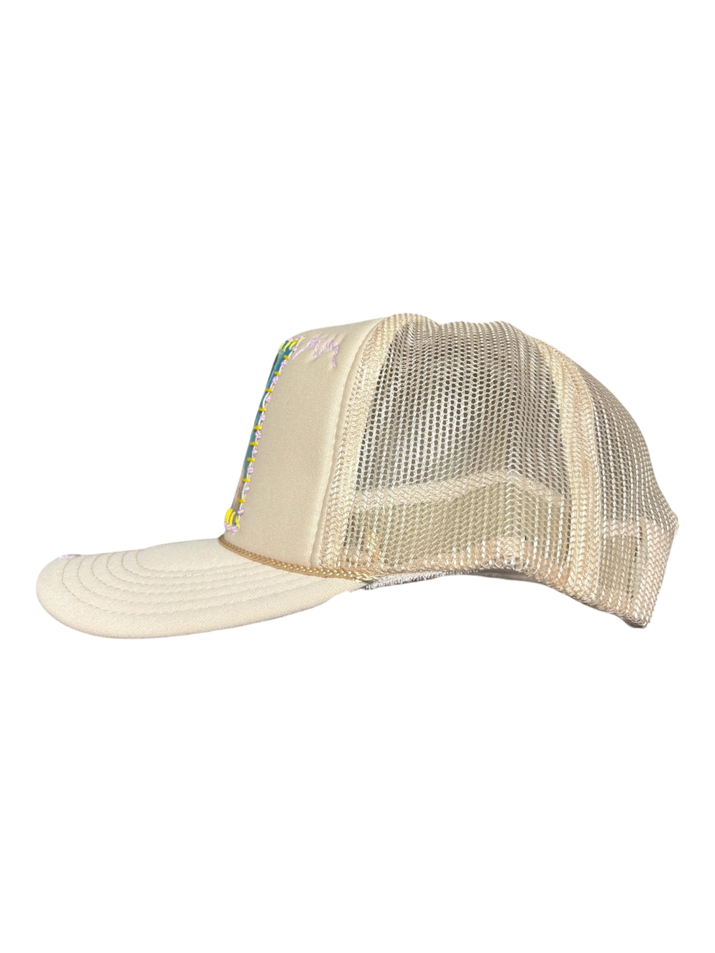 'Be A Light' Hand-Painted & Stitched Abstract Art on Strap-back Trucker by Makenna M. • Unisex
