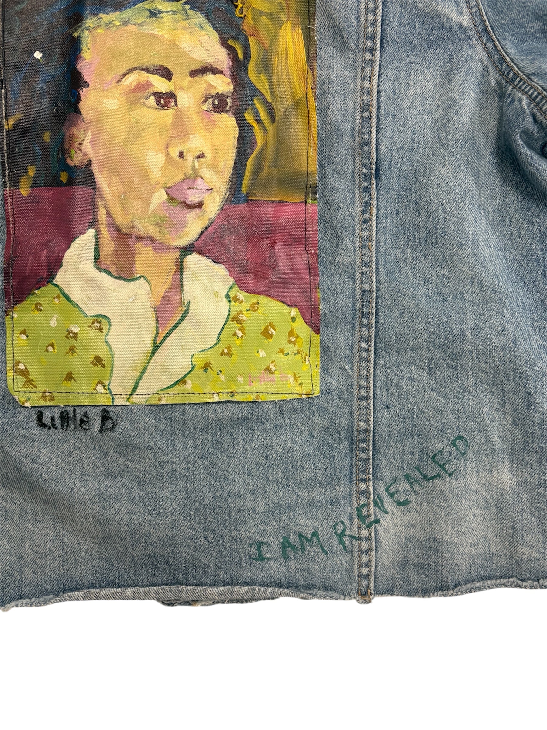 1/1 Portrait Denim Jacket by Little b (Size: M) - I AM REVEALED
