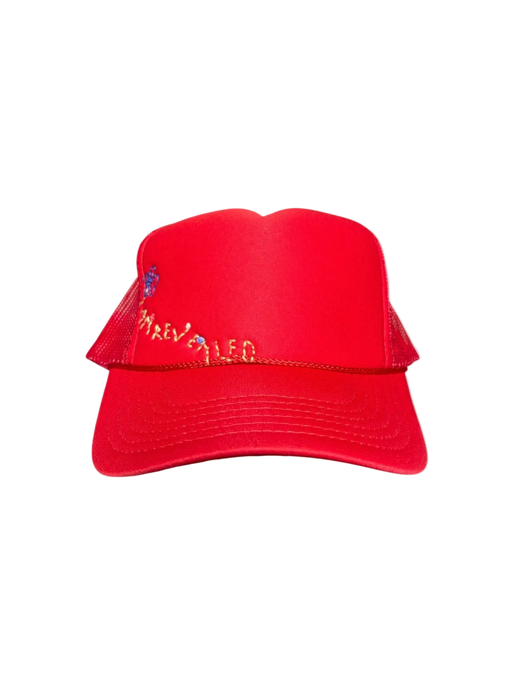 Hand-Embroidered Whimsical Wildflowers on Strap-back Trucker by JBM • Unisex
