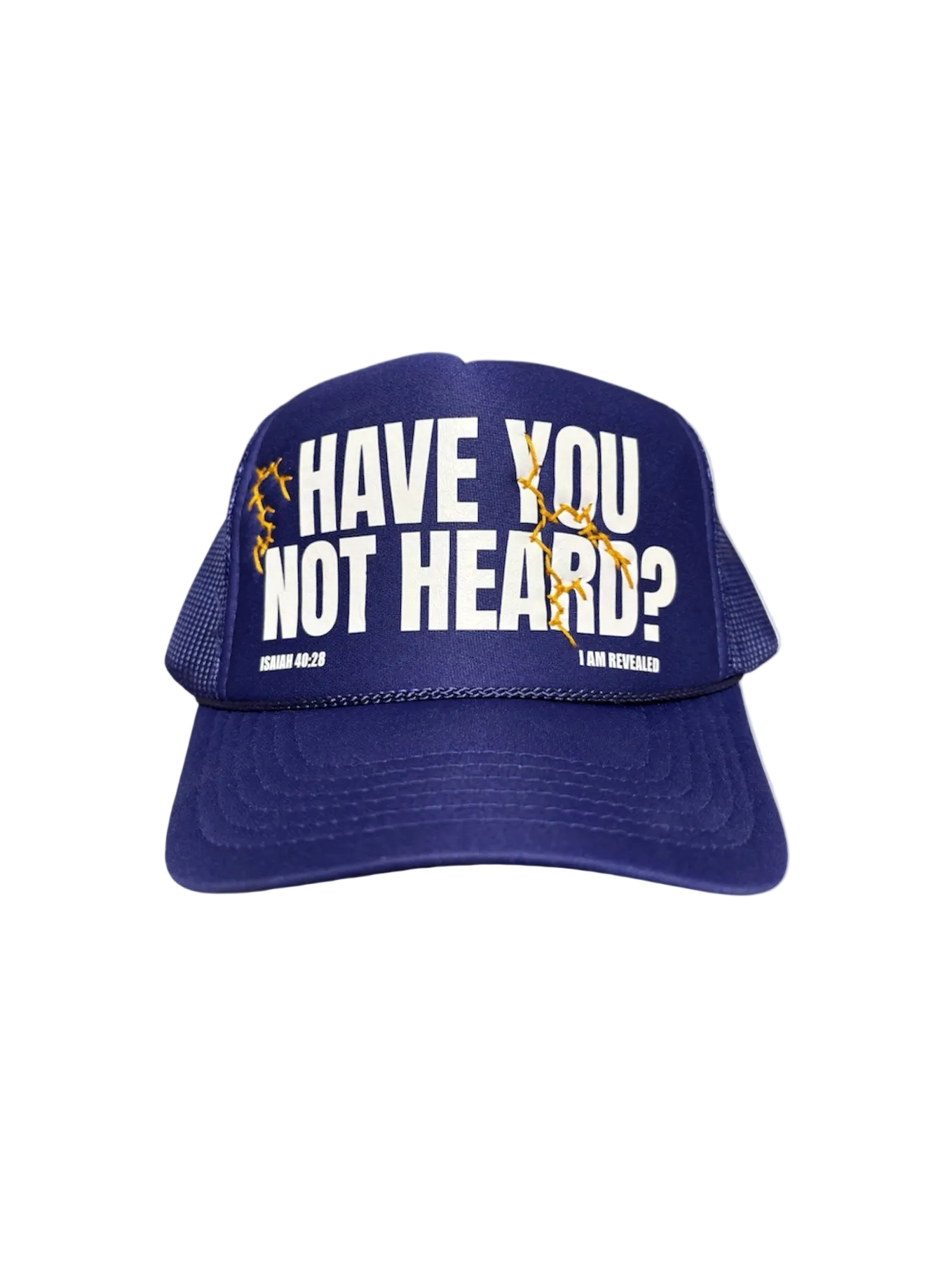 Hand-Stitched Lightning on Purple Trucker
