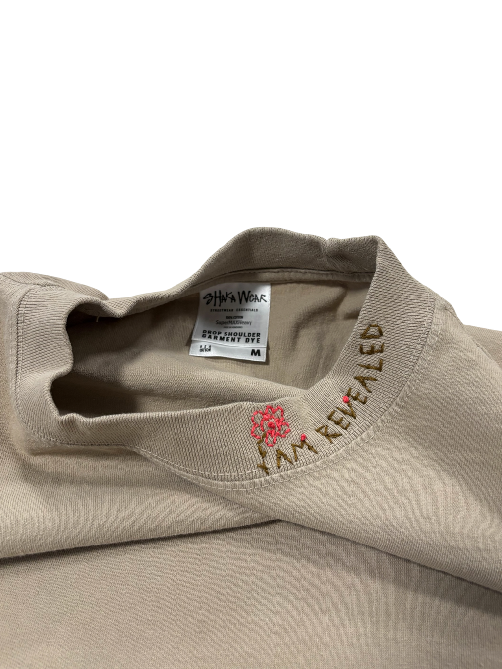 IAR Hand-Stitched Wildflower Design on Oversized Drop Shoulder Boxy Tee by JBM • Unisex • M