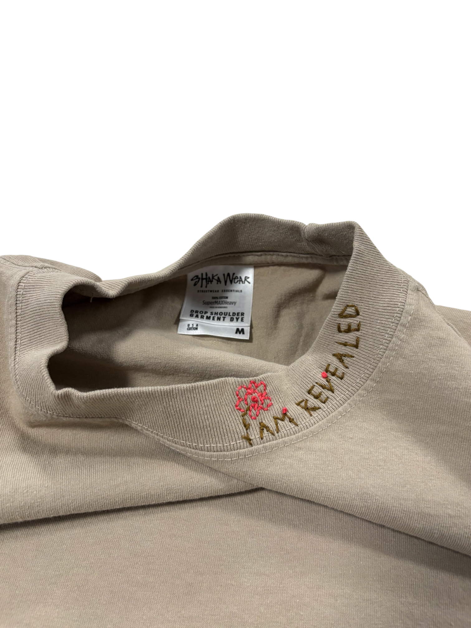 IAR Hand-Stitched Wildflower Design on Oversized Drop Shoulder Boxy Tee by JBM • Unisex • M