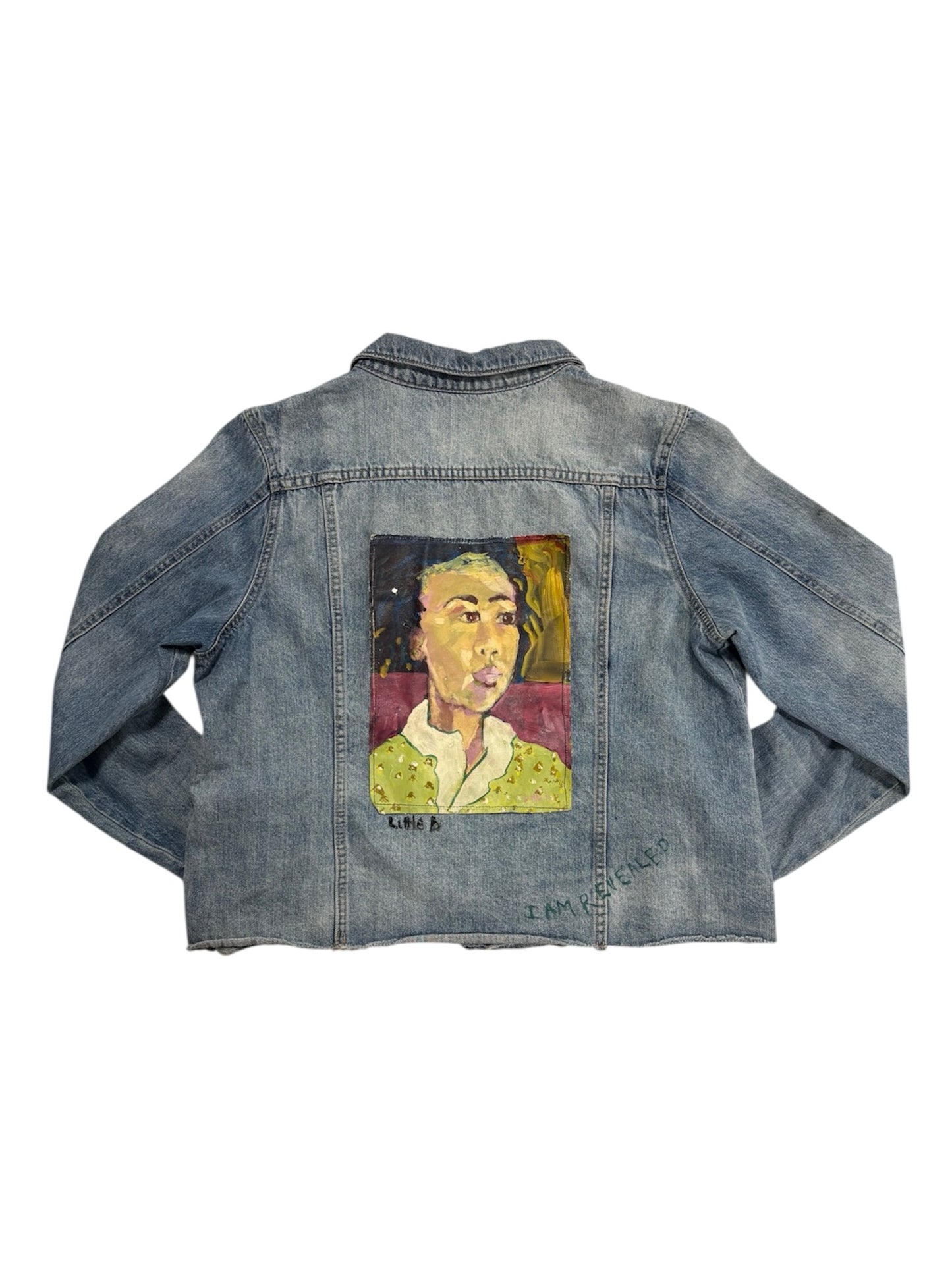 1/1 Portrait Denim Jacket by Little b (Size: M) - I AM REVEALED