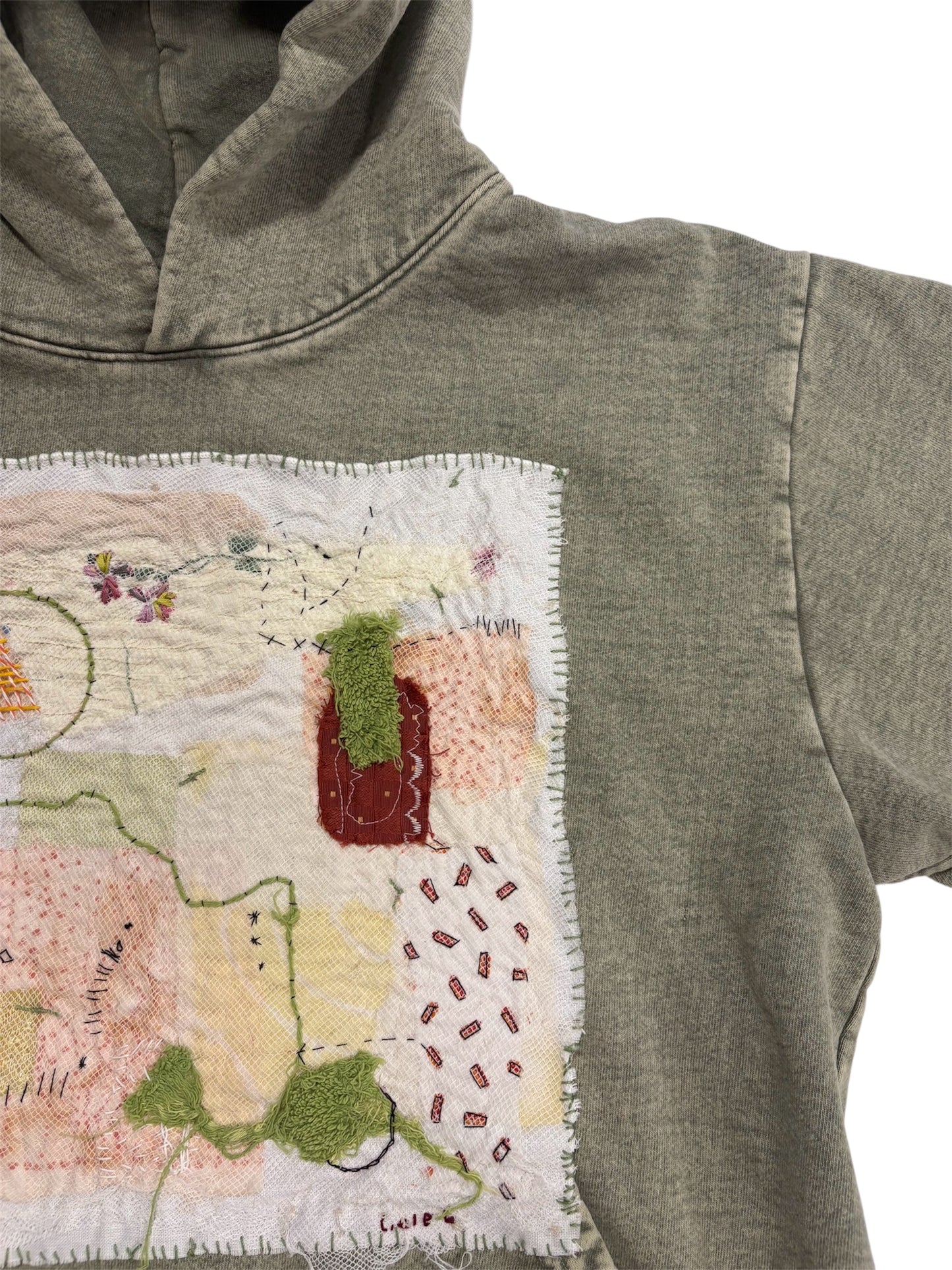 1/1 Stitched Mineral Green Hoodie by Little b (Size: S) - I AM REVEALED