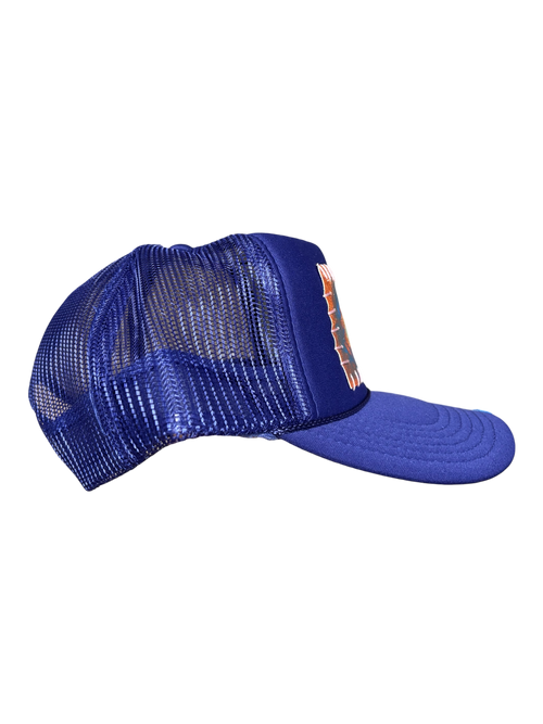 'Made In His Image' Hand-Painted & Embroidered Portrait on a Purple Strap-back Trucker by Makenna Morales • Unisex
