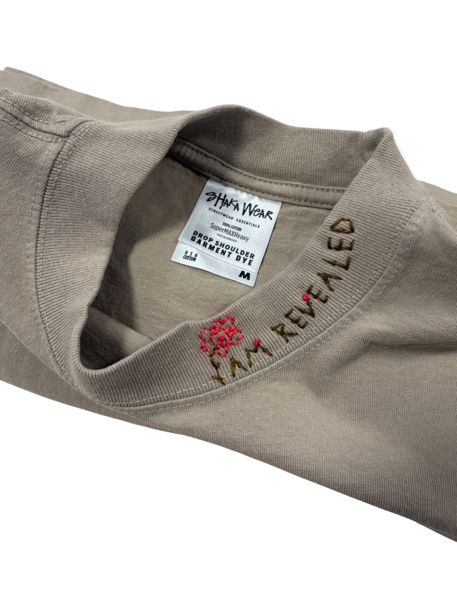 IAR Hand-Stitched Wildflower Design on Oversized Drop Shoulder Boxy Tee by JBM • Unisex • M