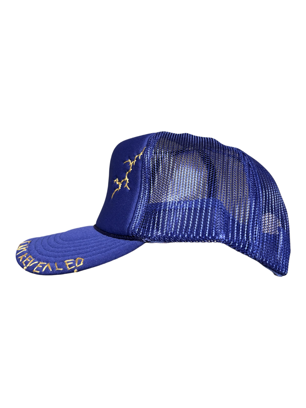 Lightning Hand-Embroidered Lightning on Purple Strap-back Trucker by JBM • Unisex