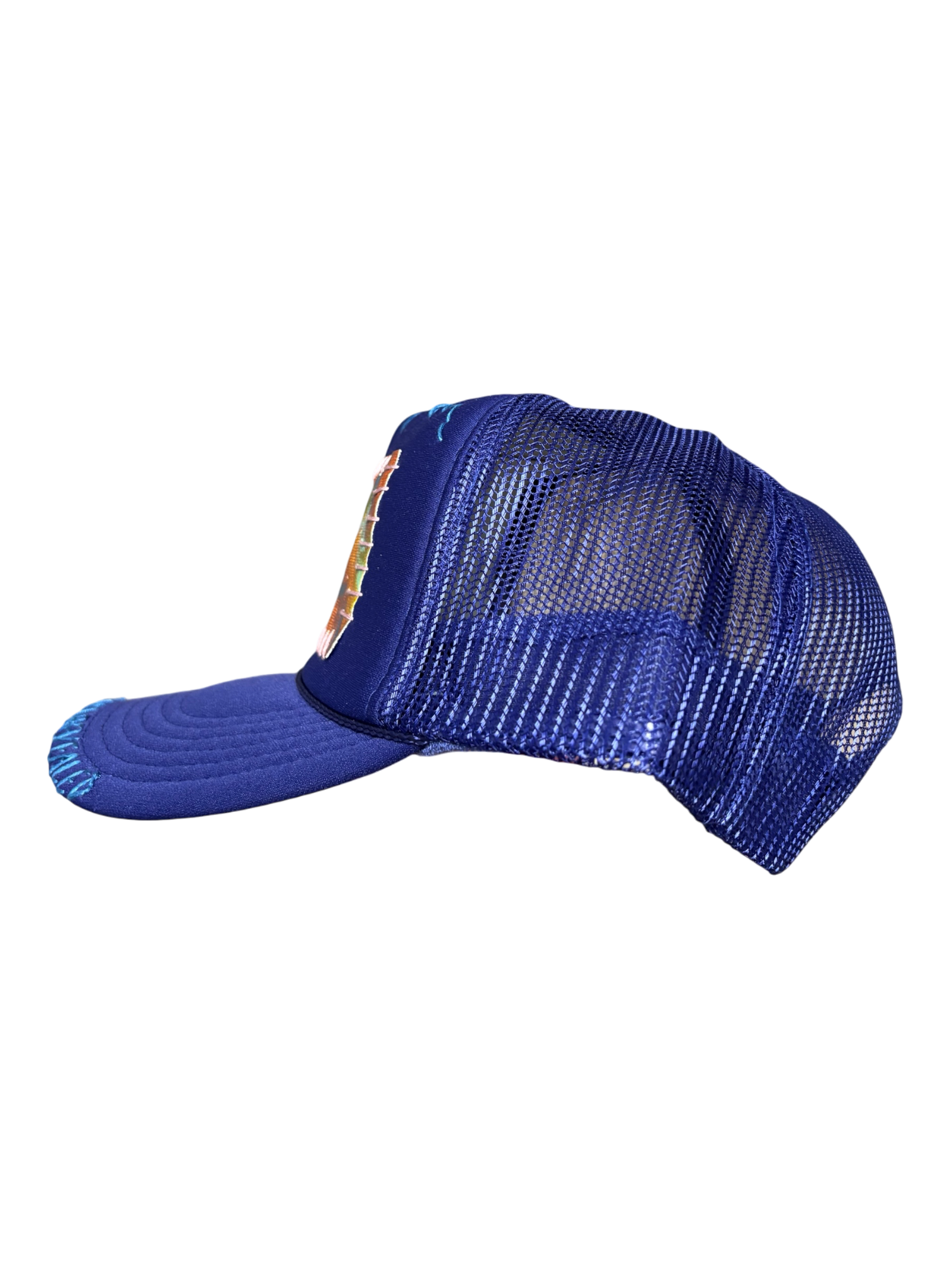 'Made In His Image' Hand-Painted & Embroidered Portrait on a Purple Strap-back Trucker by Makenna Morales • Unisex