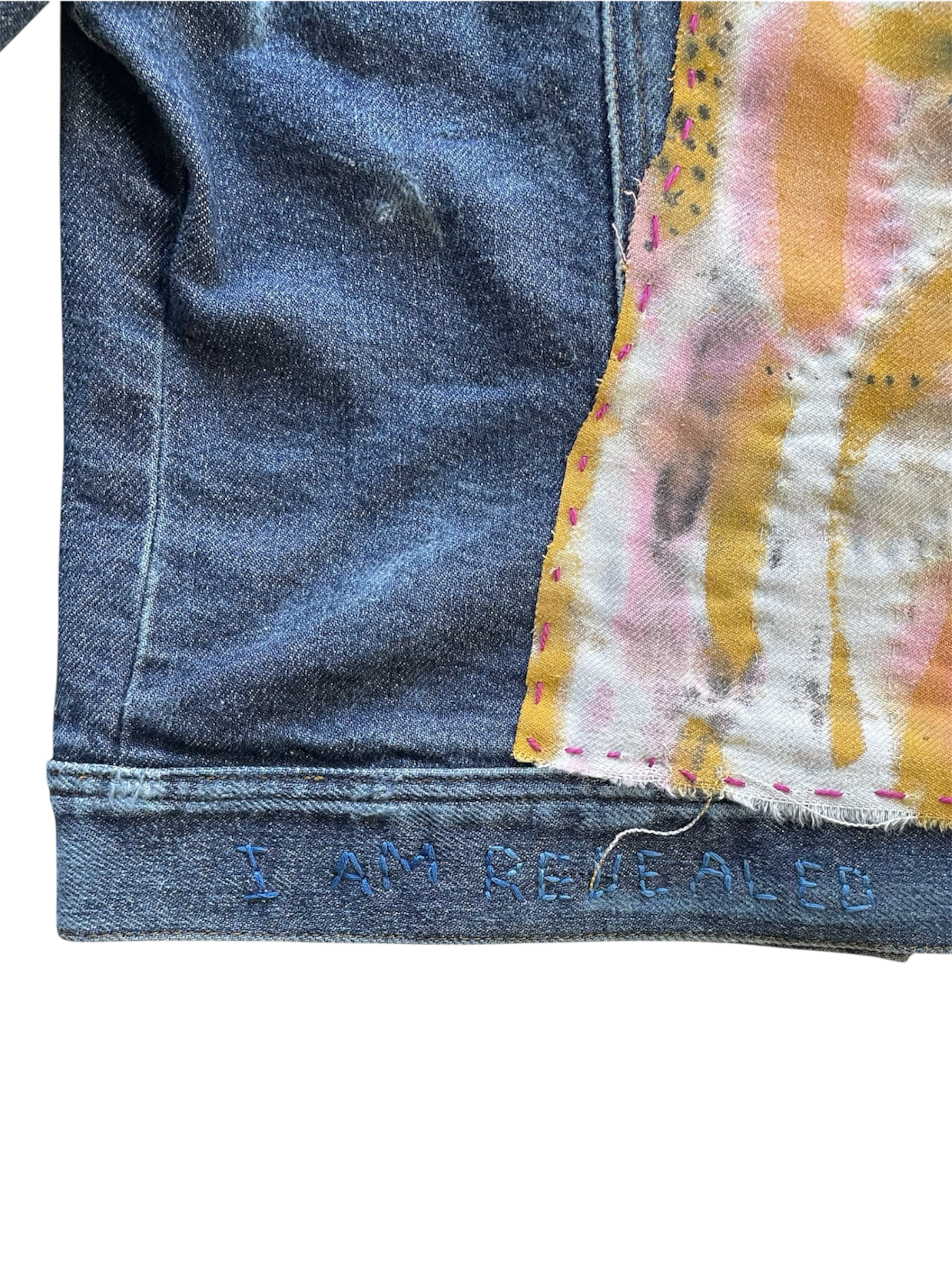 Hand-Stitched and Painted Bloom Design on Denim Jacket by little b • Women’s • XXS