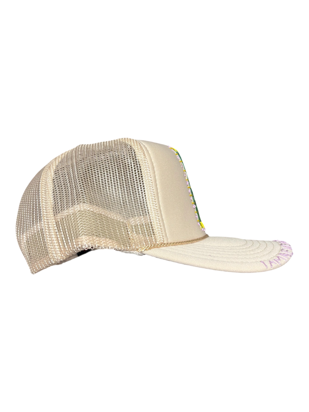 'Be A Light' Hand-Painted & Stitched Abstract Art on Strap-back Trucker by Makenna M. • Unisex