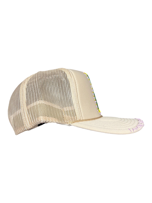 'Be A Light' Hand-Painted & Stitched Abstract Art on Strap-back Trucker by Makenna M. • Unisex