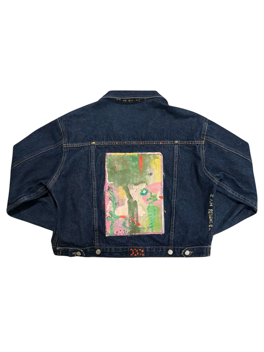 Abstract Denim Jacket by Little b (Size: Cropped M)