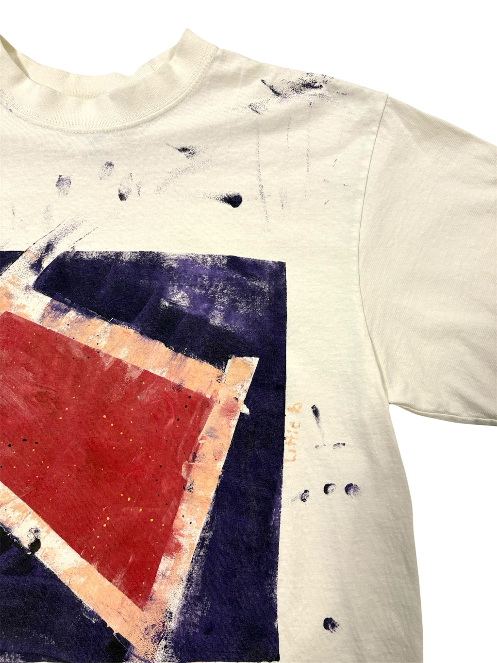 Hand-Painted ‘Loved’ Abstract Boxy Cropped Tee by Little b • Unisex • L