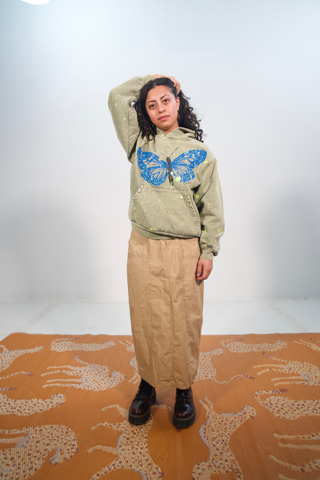 Hand-Painted and Splattered Butterfly Design on Heavy-Weight Hoodie by Little b • Unisex • S