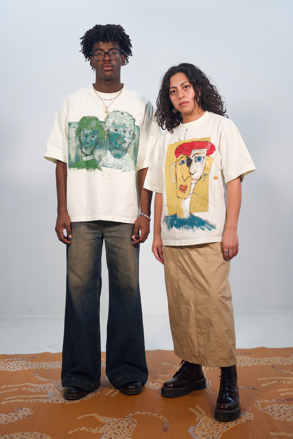 Hand-Painted ‘Love’ Boxy Cropped Tee by Little b • Unisex • L