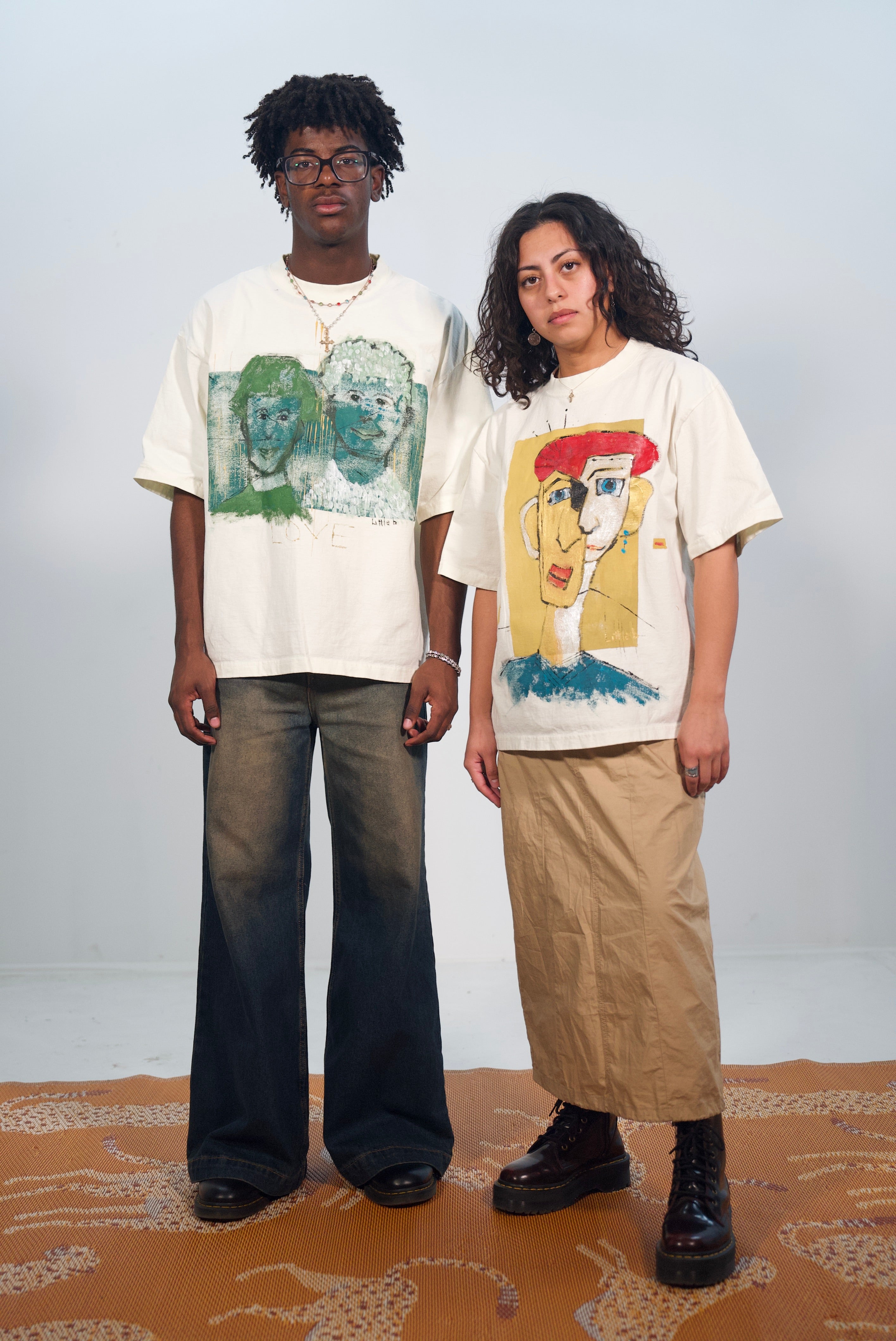 Hand-Painted ‘Love’ Boxy Cropped Tee by Little b • Unisex • L