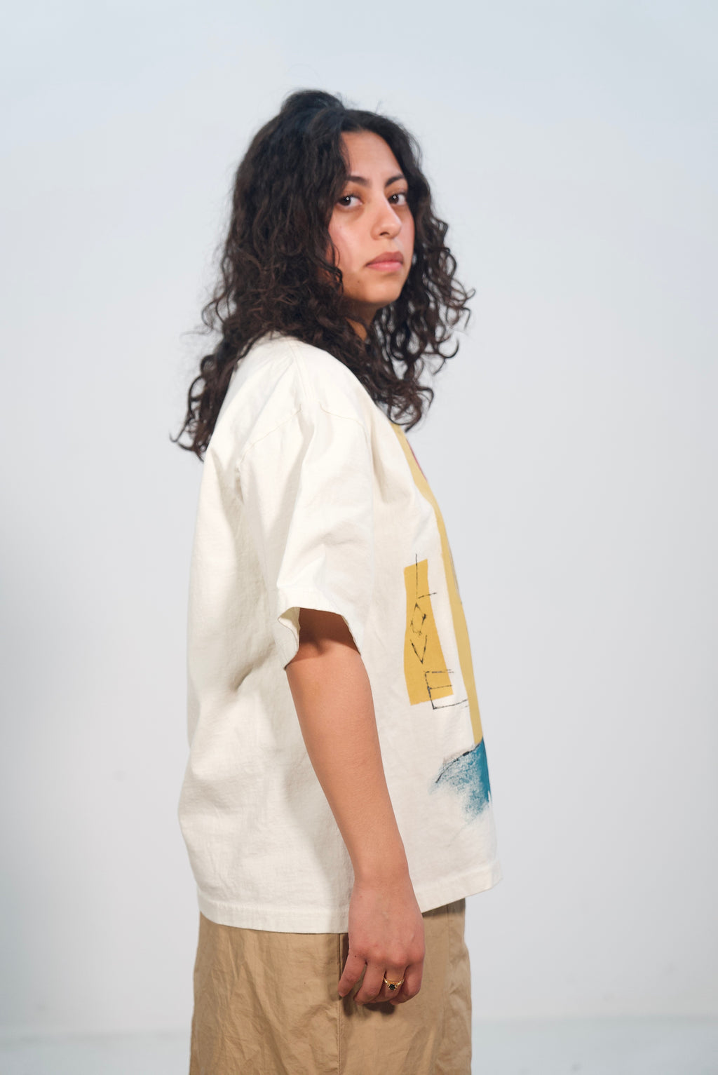 Hand-Painted ‘Love’ Boxy Cropped Tee by Little b • Unisex • L