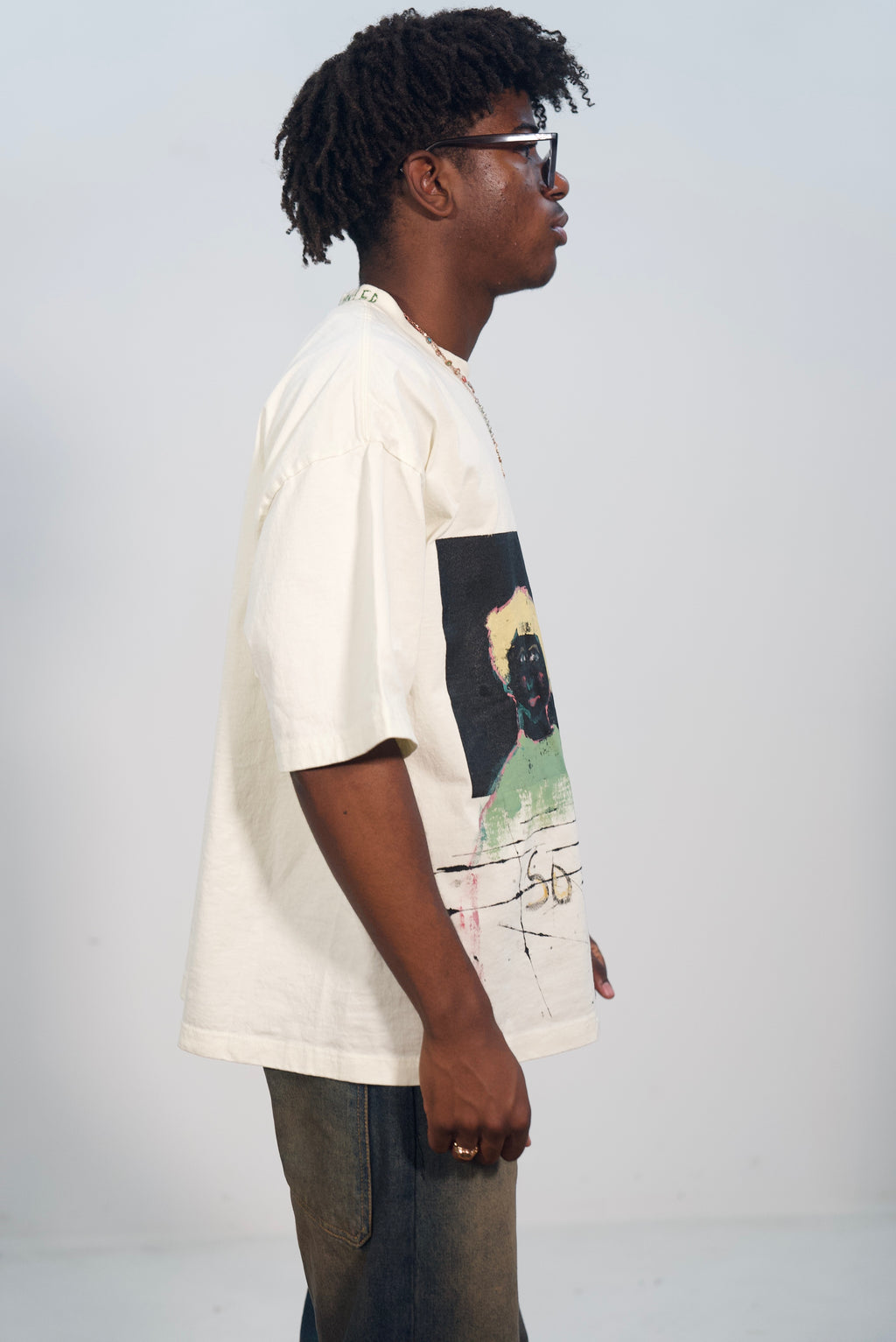 Hand-Painted Portraits on Boxy Cropped ‘So Loved’ Tee by Little b • 2XL
