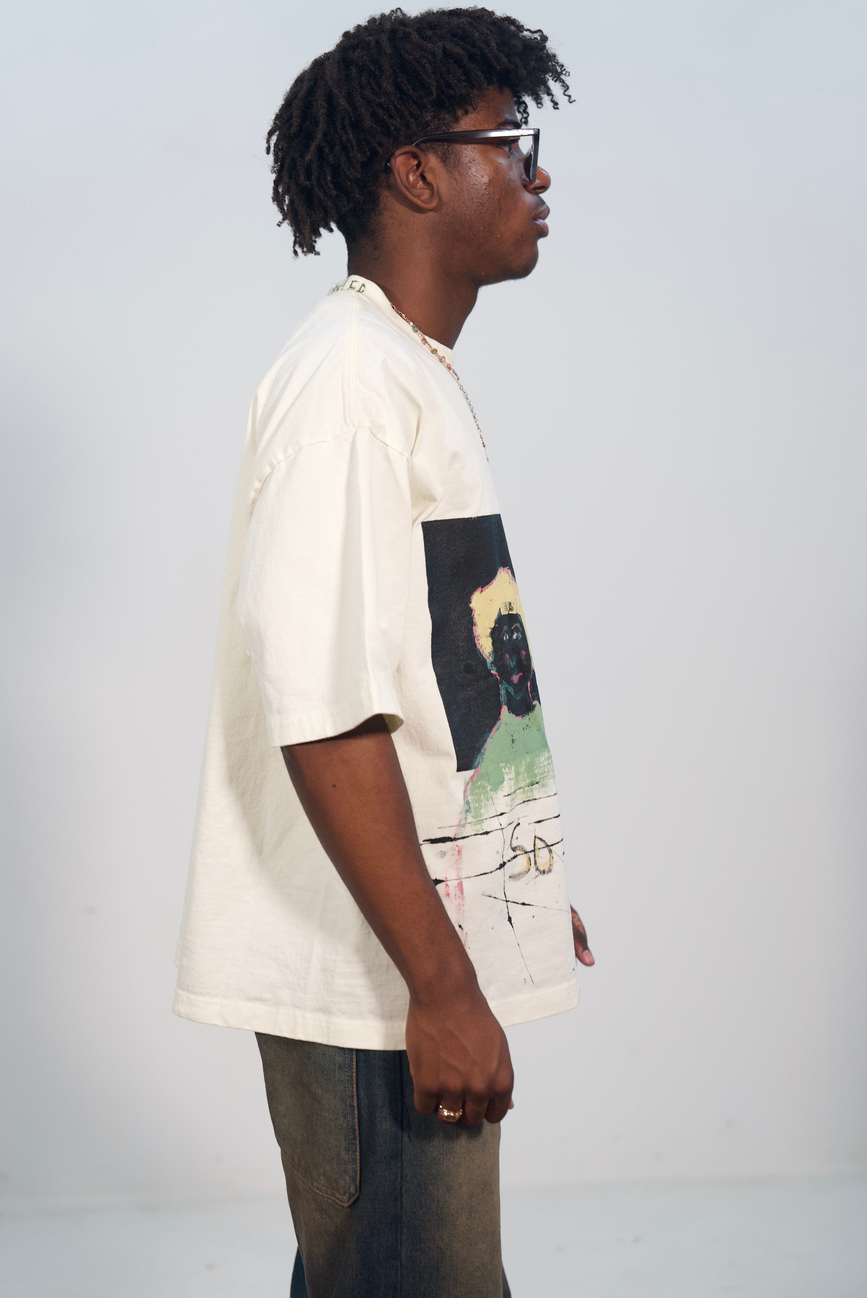 Hand-Painted Portraits on Boxy Cropped ‘So Loved’ Tee by Little b • 2XL