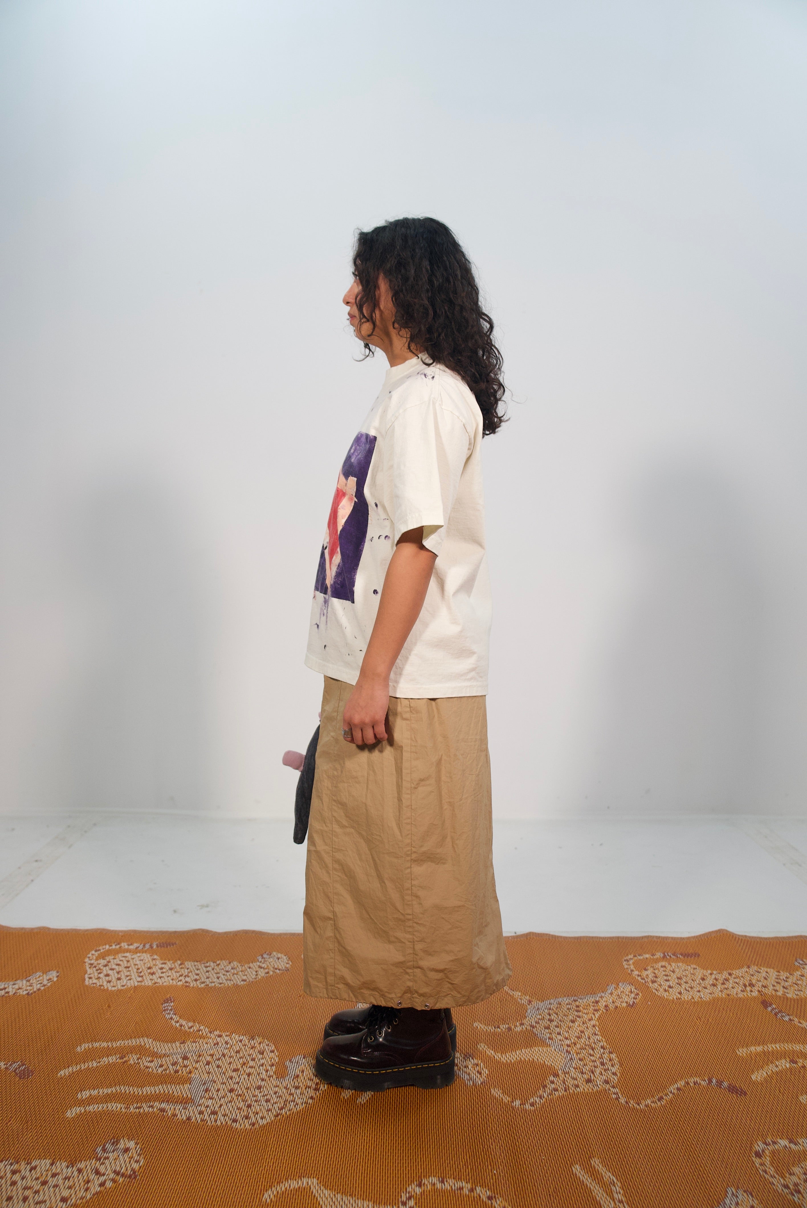 Hand-Painted ‘Loved’ Abstract Boxy Cropped Tee by Little b • Unisex • L