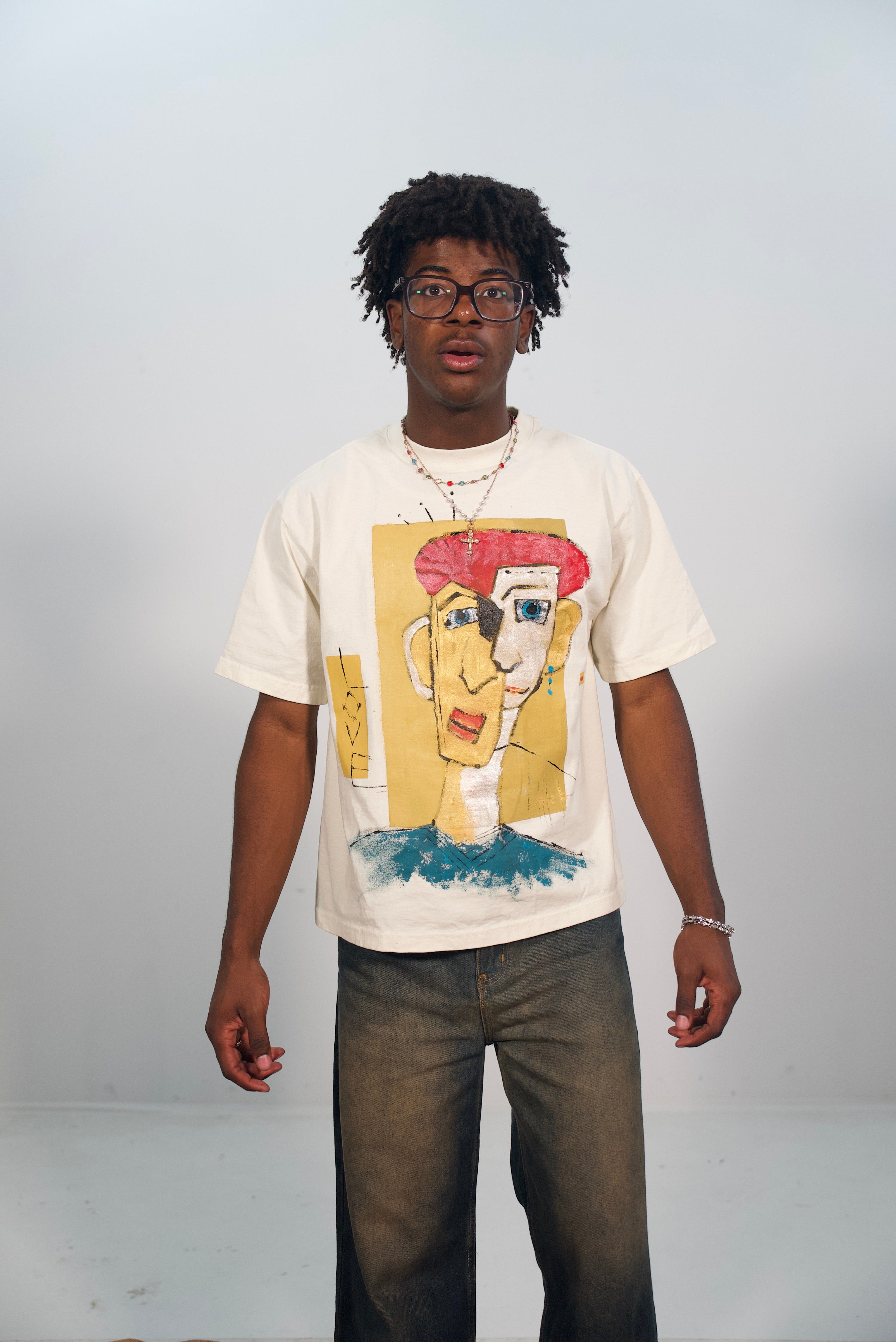 Hand-Painted ‘Love’ Boxy Cropped Tee by Little b • Unisex • L