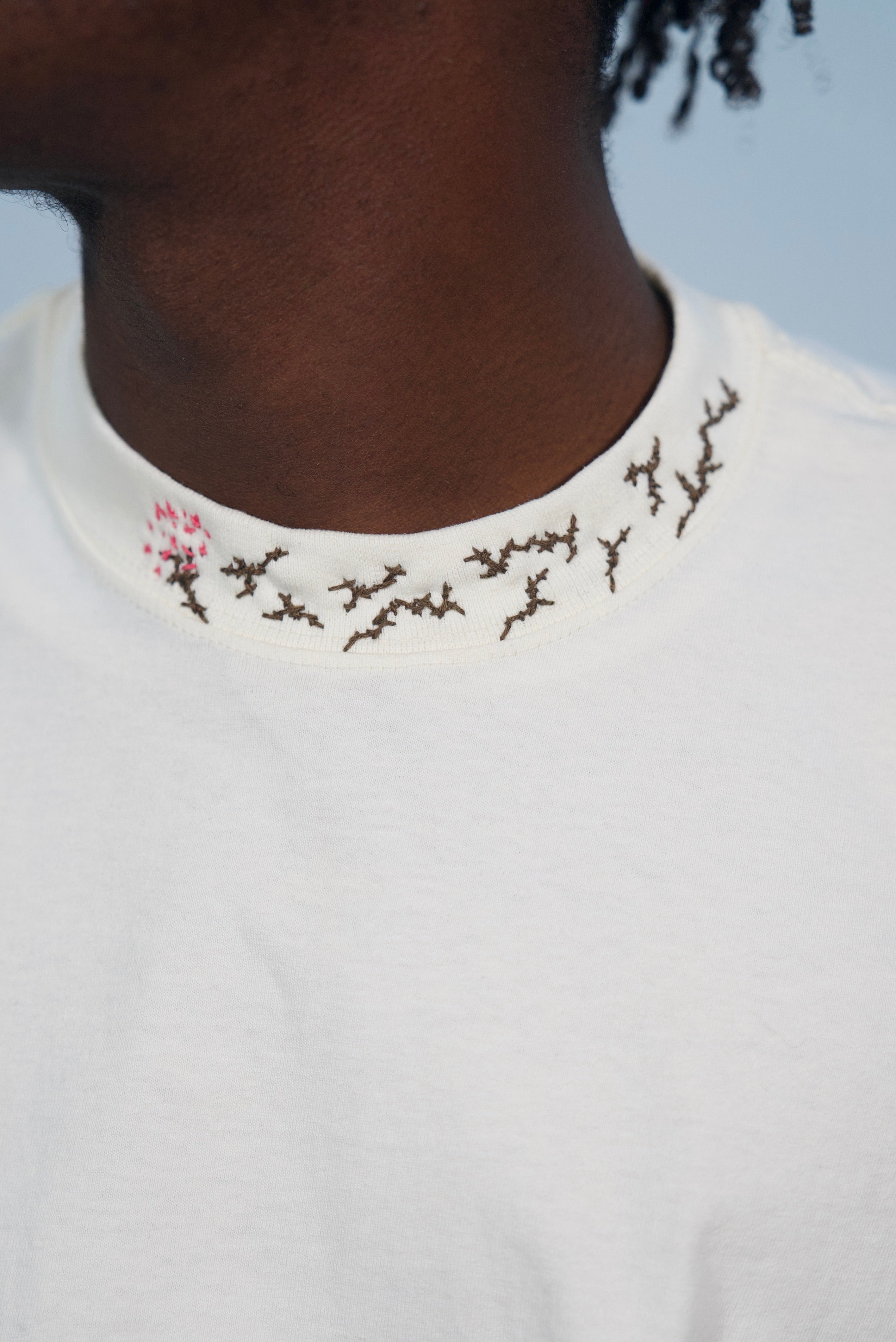 IAR Hand-Stitched Vine Design on Boxy Cropped Tee by JBM • Unisex • XL