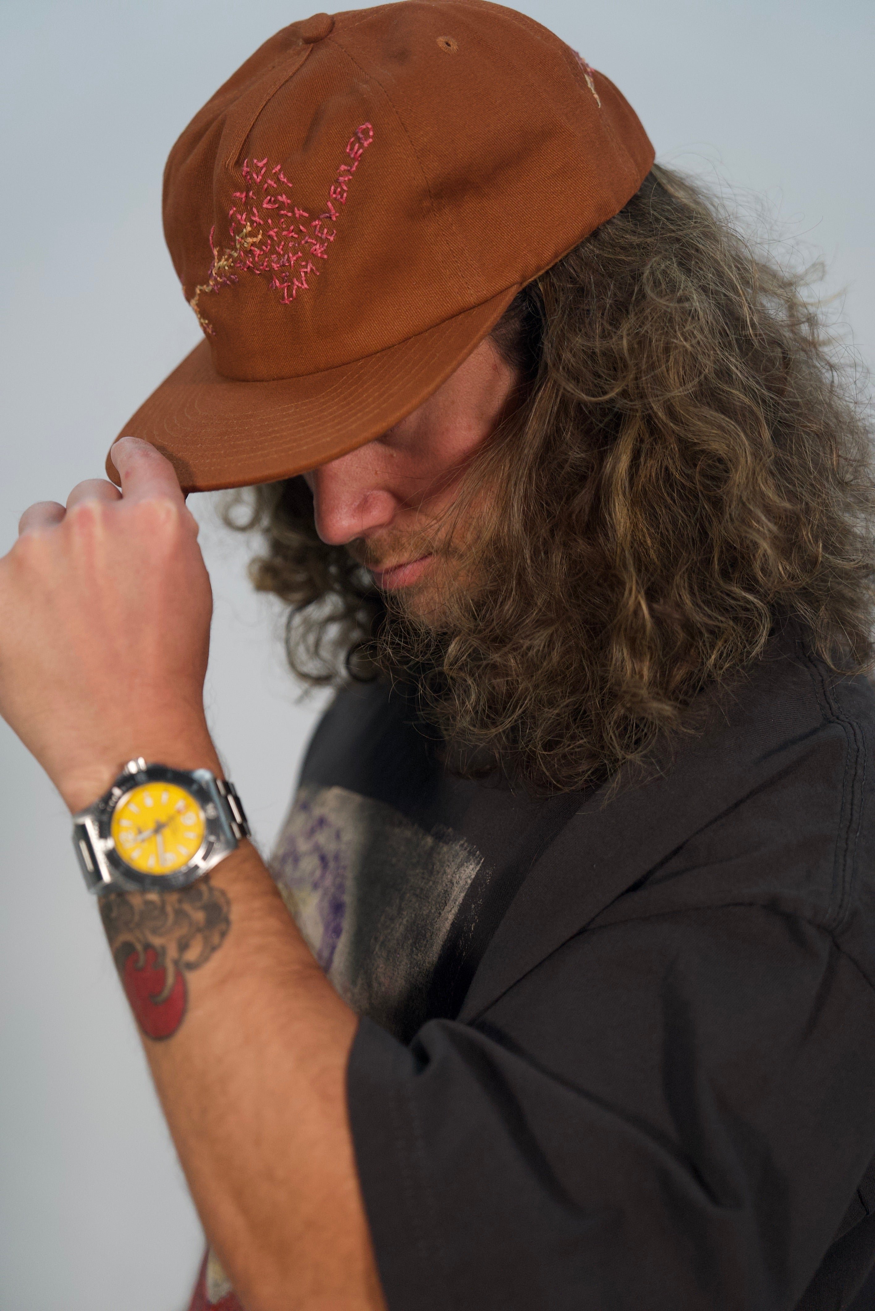 Hand-Stitched Vine Design on Cotton Snapback by JBM • Unisex