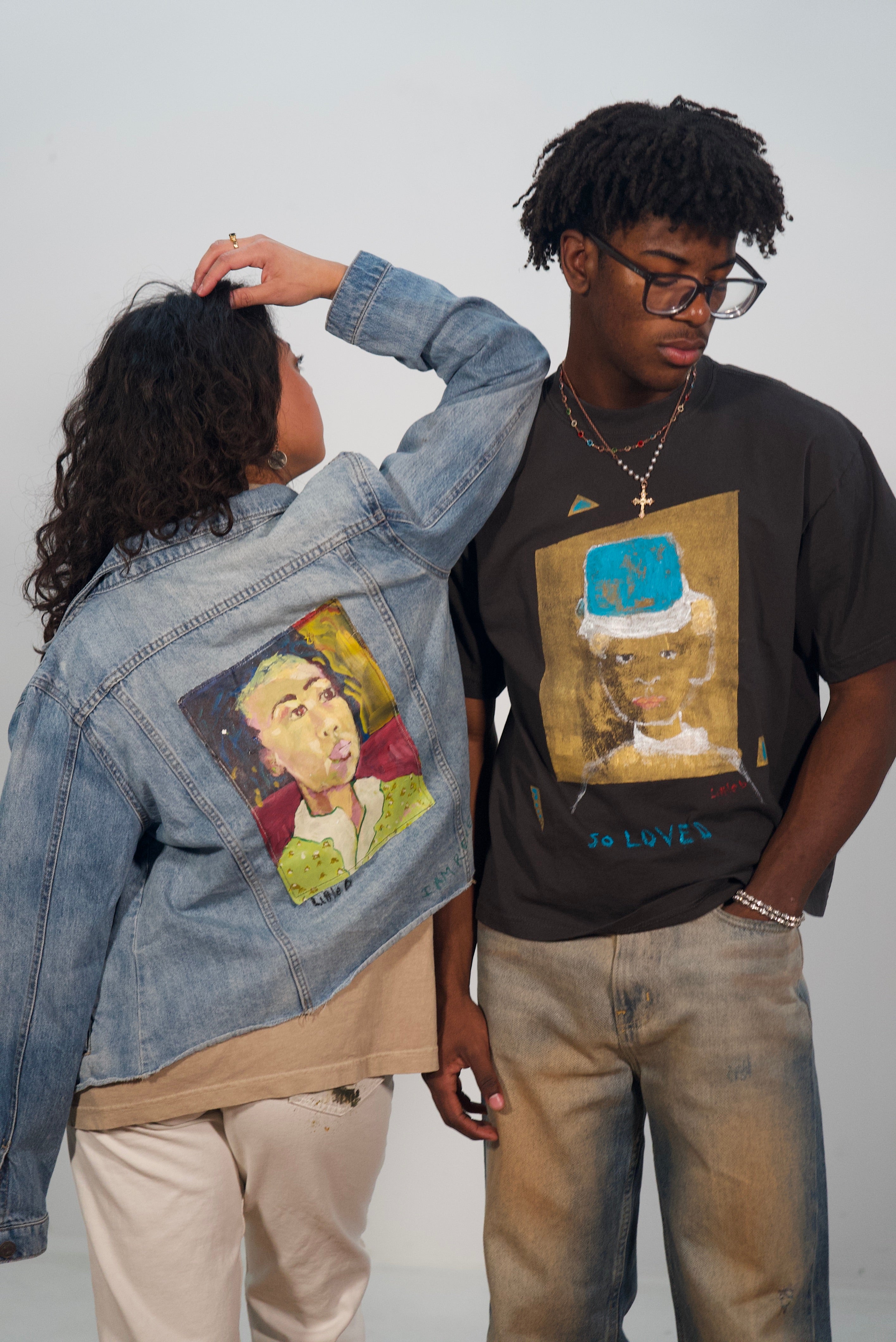 Hand-Painted ‘So Loved’ Boxy Cropped Tee by Little b • Unisex • L