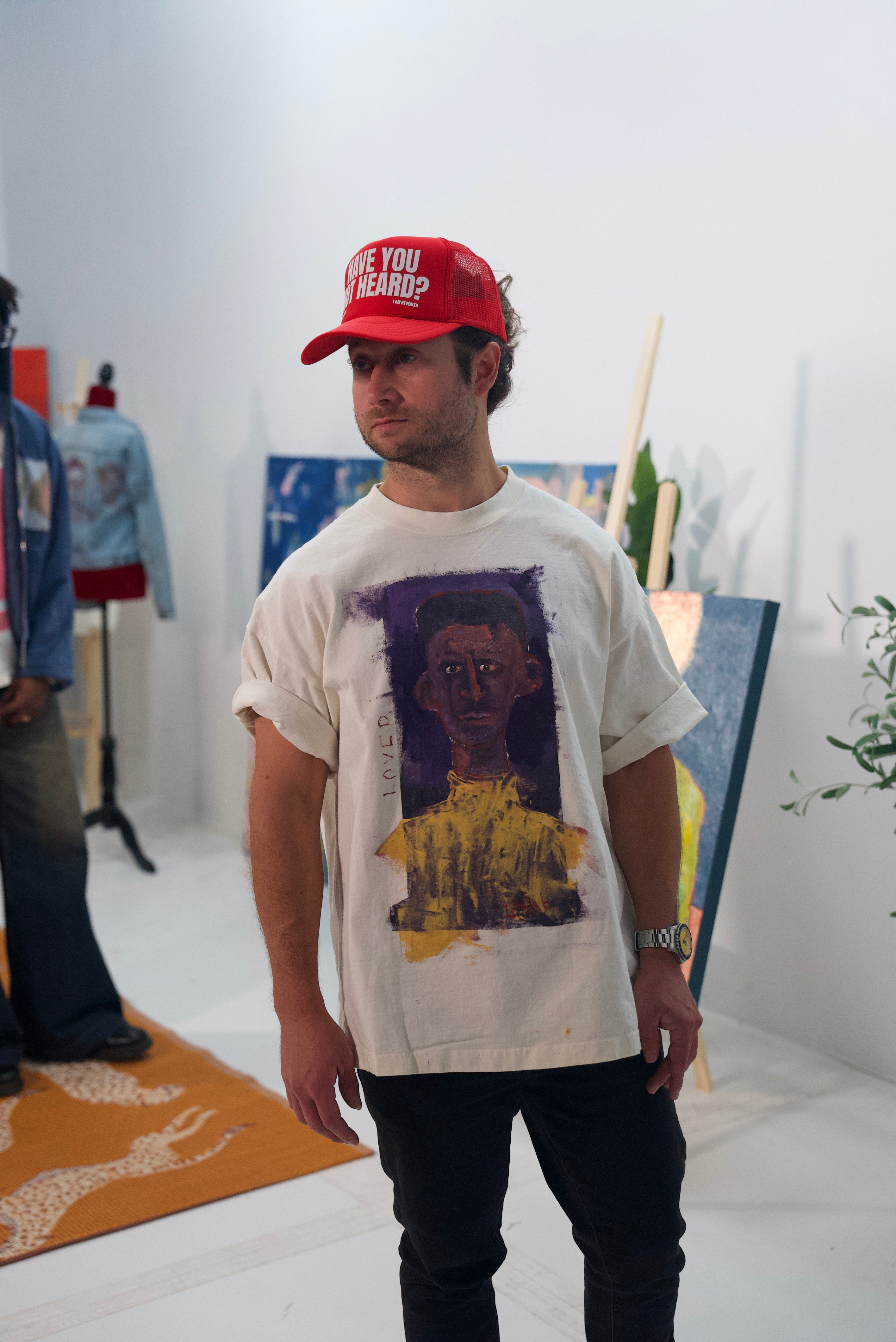 Hand-Painted ‘Loved’ Portrait on Boxy Cropped Tee by Little b • Unisex • 2XL