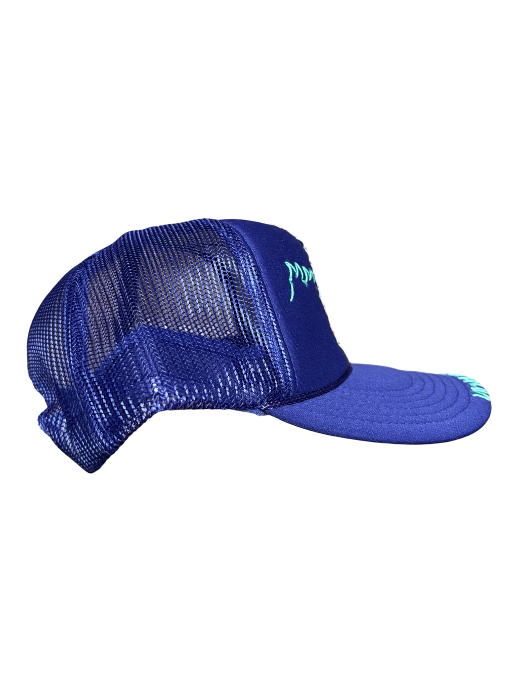 'Made In His Image' Hand-Painted & Embroidered Portrait on a Purple Strap-back Trucker by Makenna Morales • Unisex