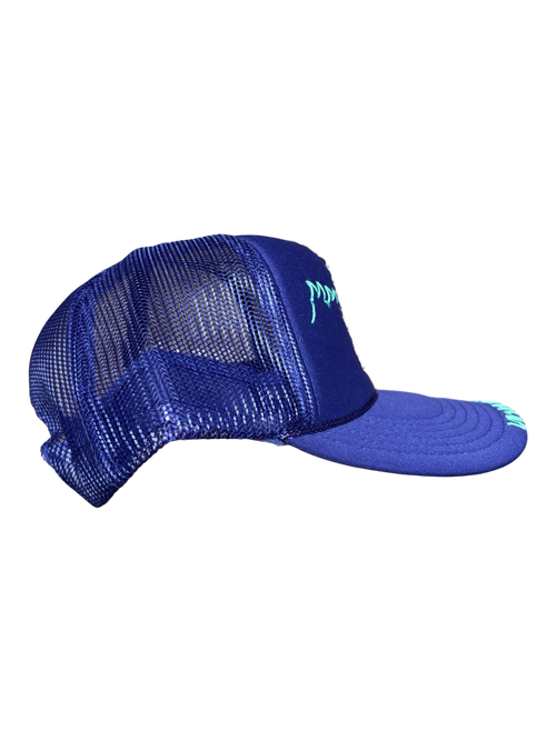 'Made In His Image' Hand-Painted & Embroidered Portrait on a Purple Strap-back Trucker by Makenna Morales • Unisex