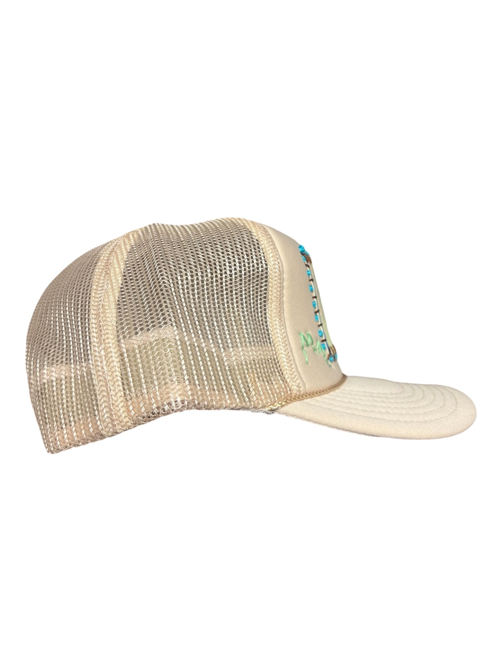'Be A Light' Hand-Painted & Stitched Abstract Art on Strap-back Trucker by Makenna M. • Unisex