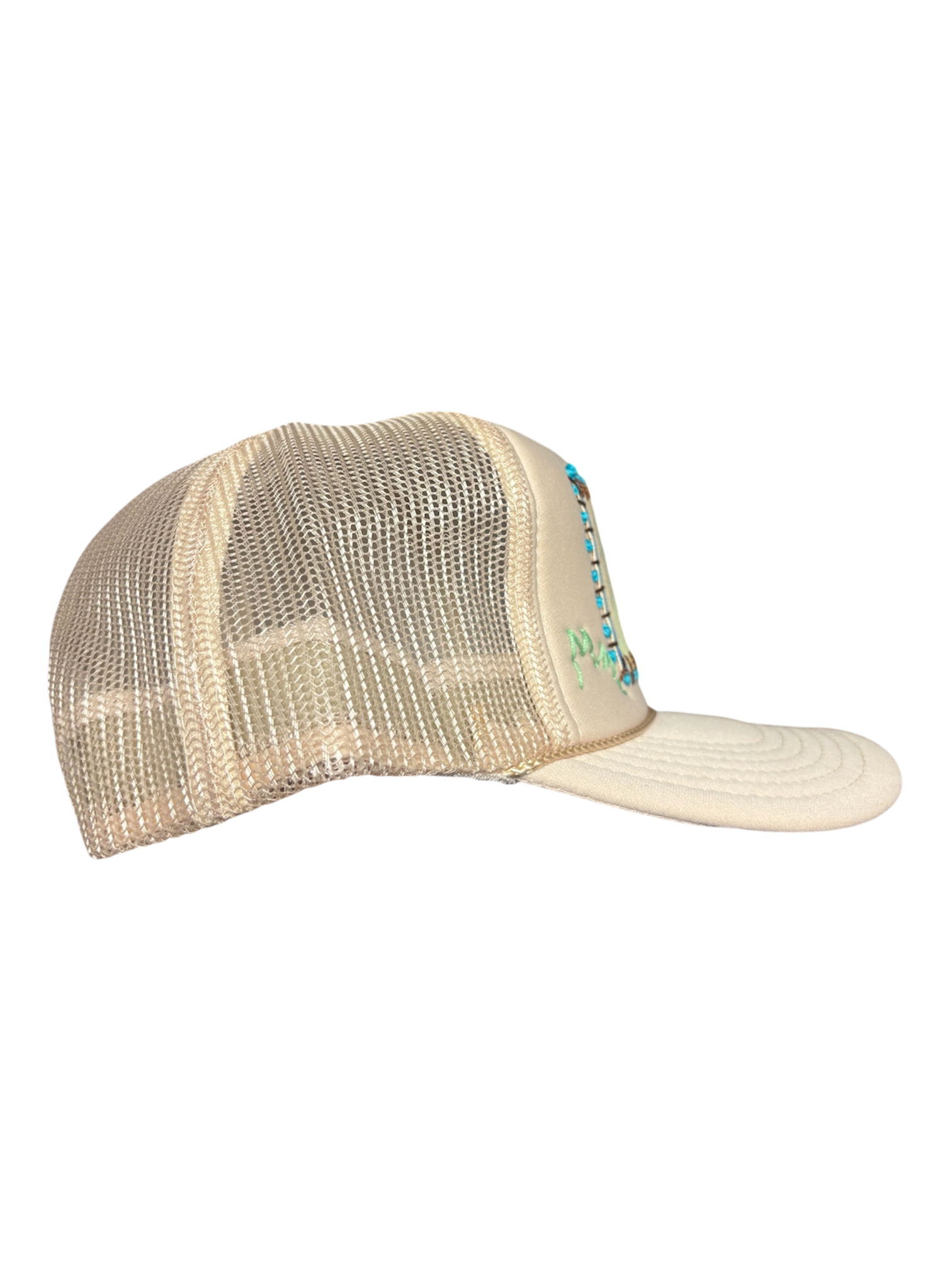 'Be A Light' Hand-Painted & Stitched Abstract Art on Strap-back Trucker by Makenna M. • Unisex