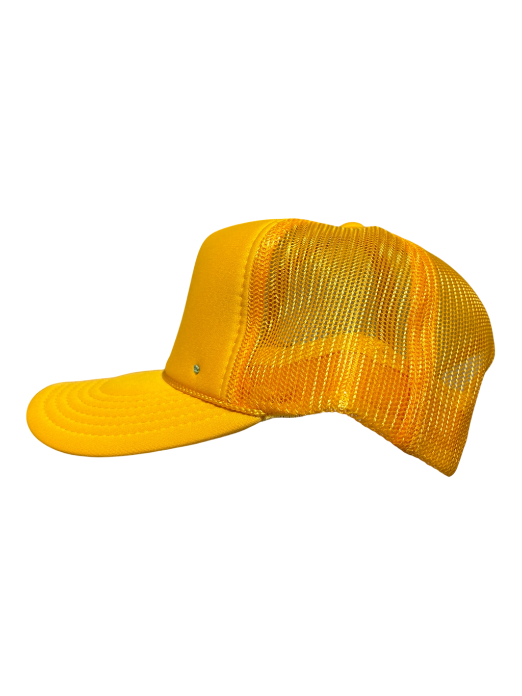 Hand-Embroidered Mixed-Media Abstract Cross on a Yellow Strap-back Trucker by Beth Little • Unisex