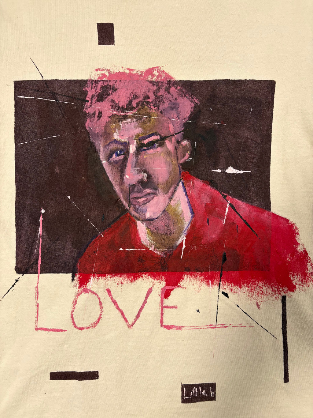 Hand-Painted ‘Love’ Boxy Cropped Tee by Little b • Unisex • L