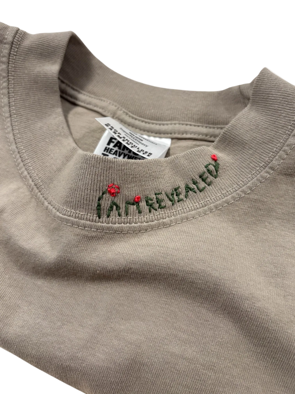 IAR Hand-Stitched Rose Design on Oversized Drop Shoulder Boxy Tee by JBM • Unisex • L