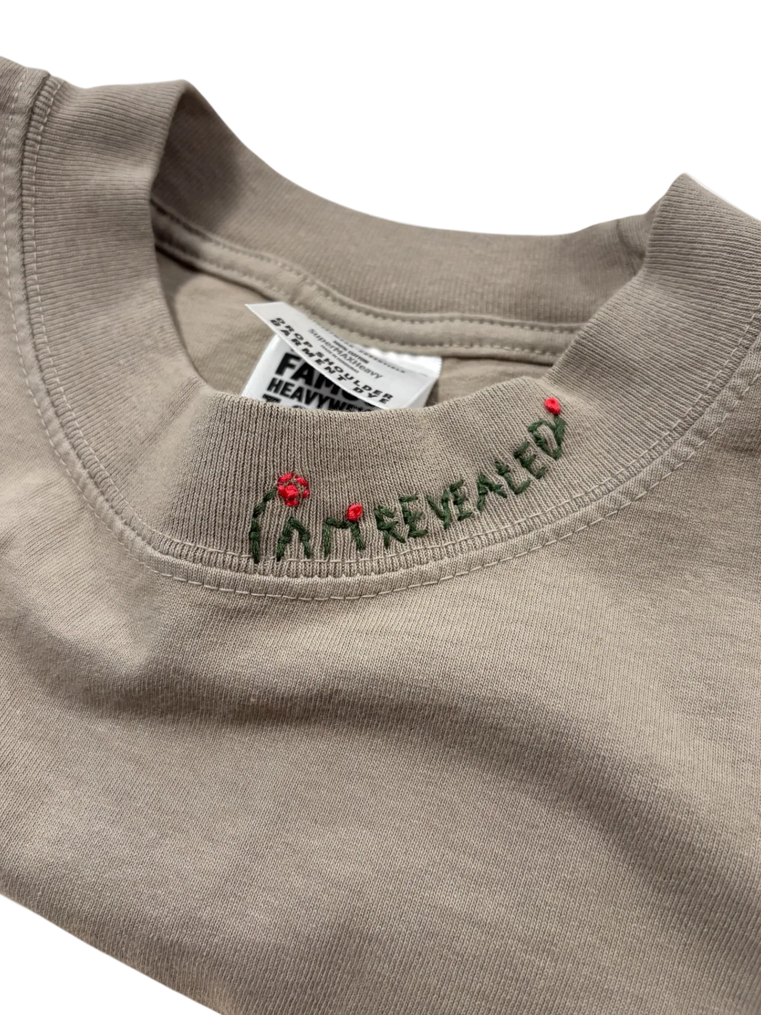 IAR Hand-Stitched Rose Design on Oversized Drop Shoulder Boxy Tee by JBM • Unisex • L