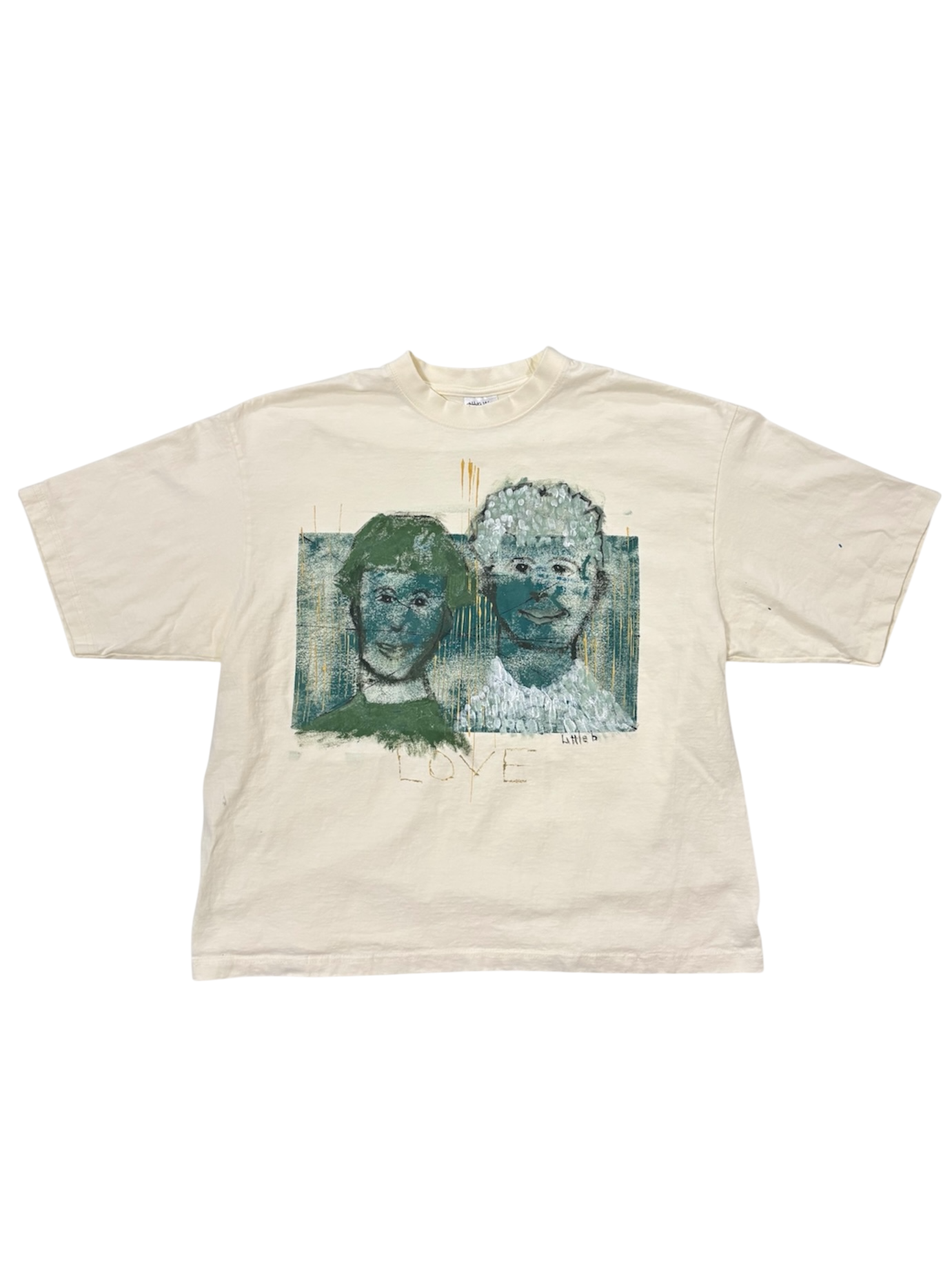 Hand-Painted ‘Love’ Portraits on Boxy Cropped Tee by Little b • Unisex • 2XL