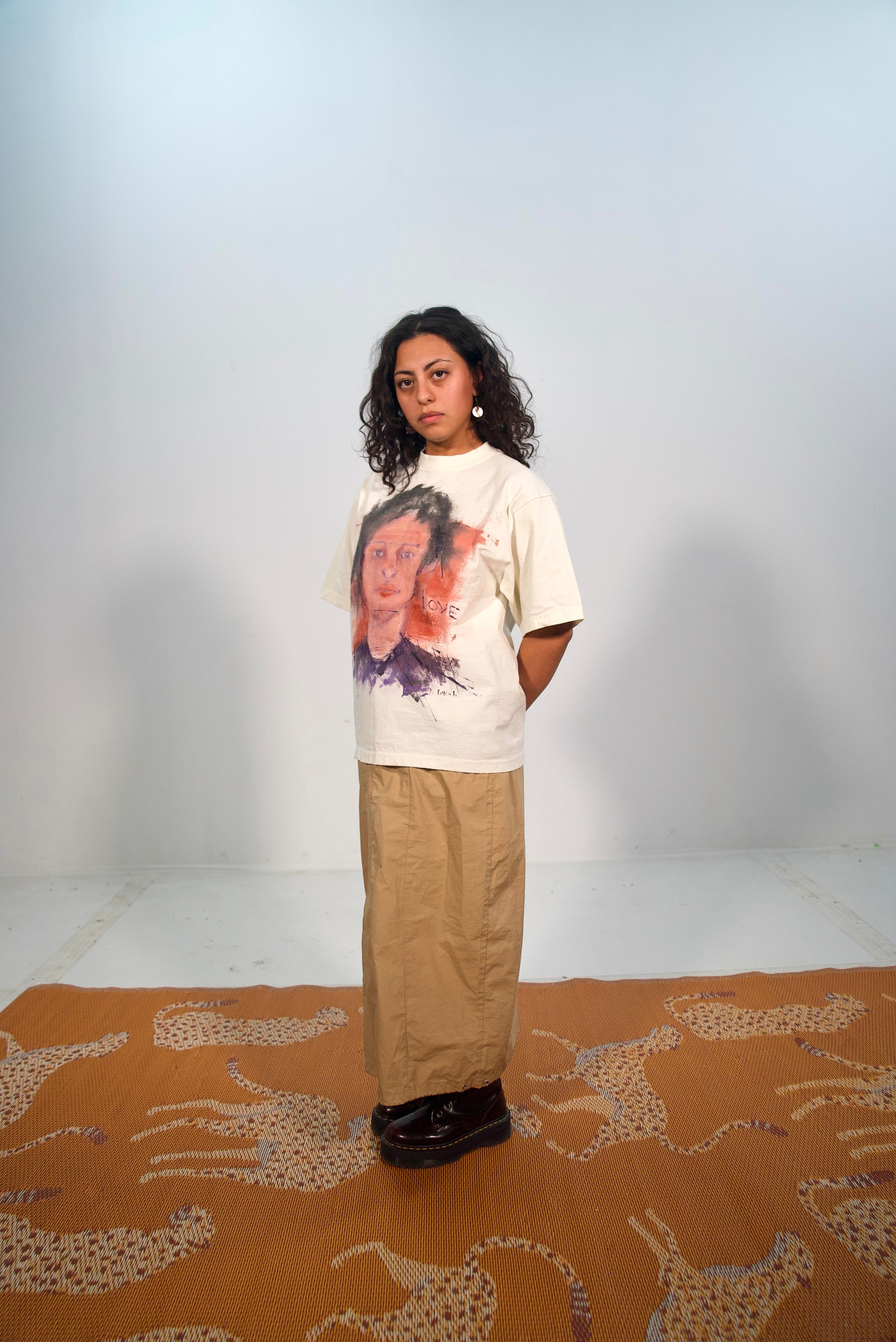 Hand-Painted ‘Love’ Portrait on a Boxy Cropped Tee by Little b • Unisex • L