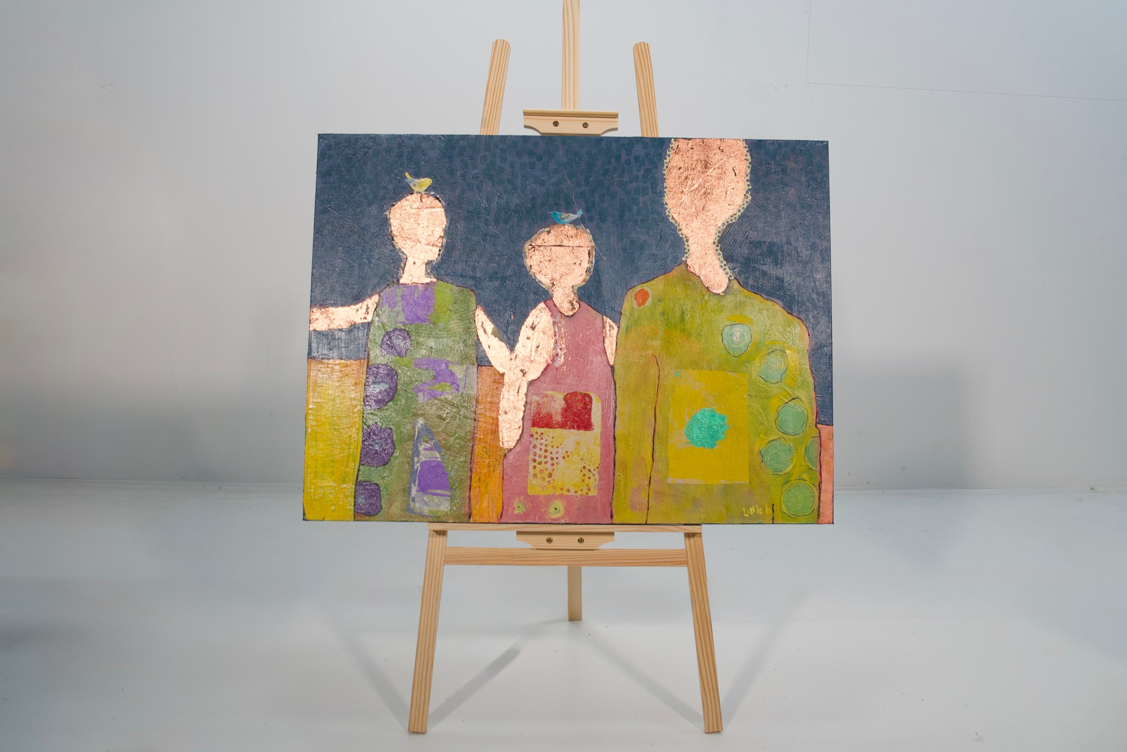 Original ‘3 People’ Mixed Media Abstract by Beth Little - 30x40 inches