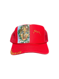 'Made In His Image' Hand-Painted & Embroidered Portrait on a Red Strap-back Trucker by Makenna Morales • Unisex