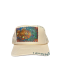'Made In His Image' Hand-Painted & Embroidered Portrait on a Cream Strap-back Trucker by Makenna Morales • Unisex