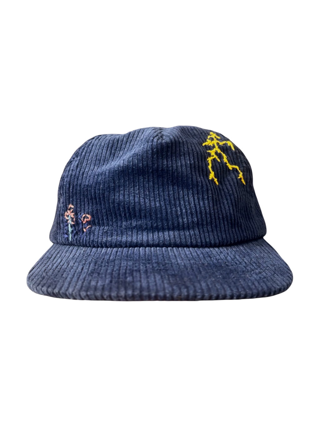 Hand-Stitched Lightning & Flowers on Suede Strapback by JBM • Unisex