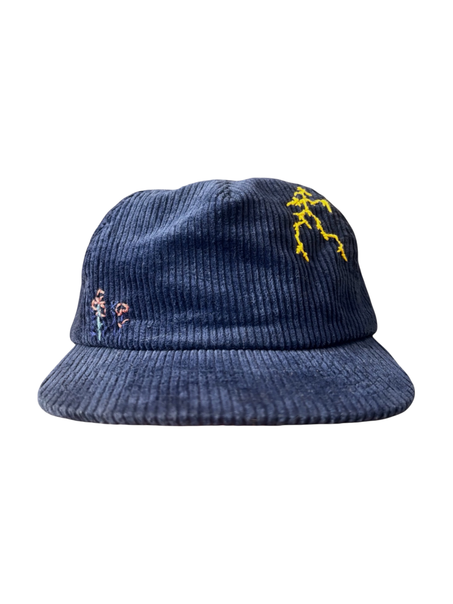 Hand-Stitched Lightning & Flowers on Suede Strapback by JBM • Unisex