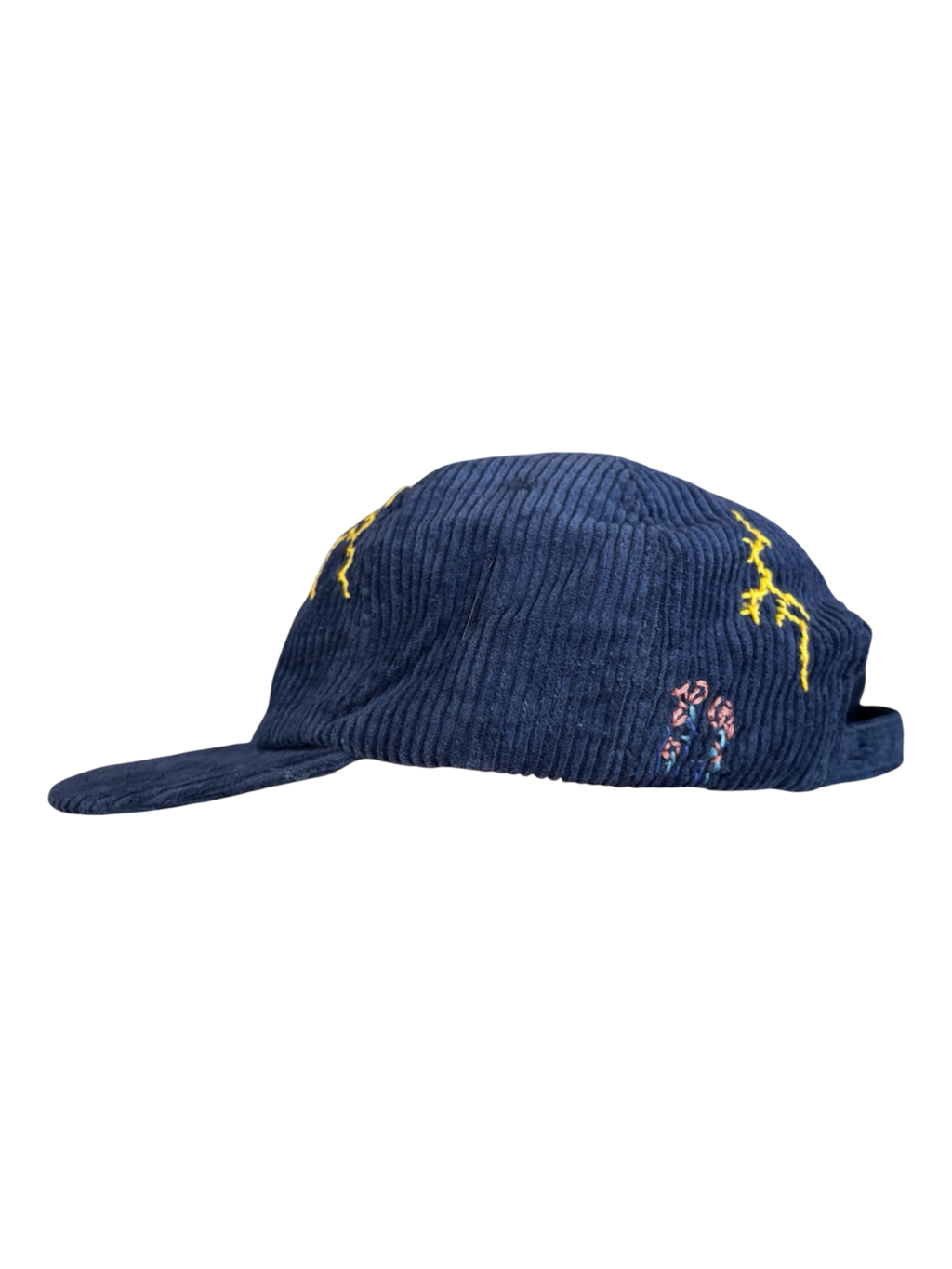Hand-Stitched Lightning & Flowers on Suede Strapback by JBM • Unisex