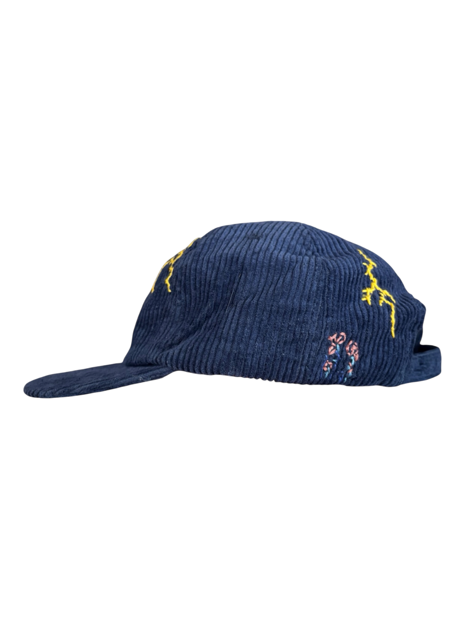 Hand-Stitched Lightning & Flowers on Suede Strapback by JBM • Unisex