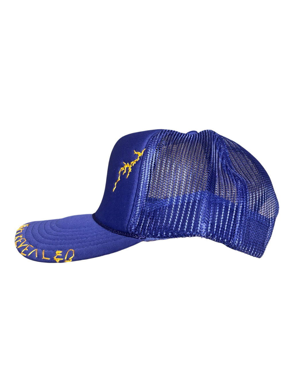 Hand-Embroidered Lightning on Purple Strap-back Trucker by JBM • Unisex