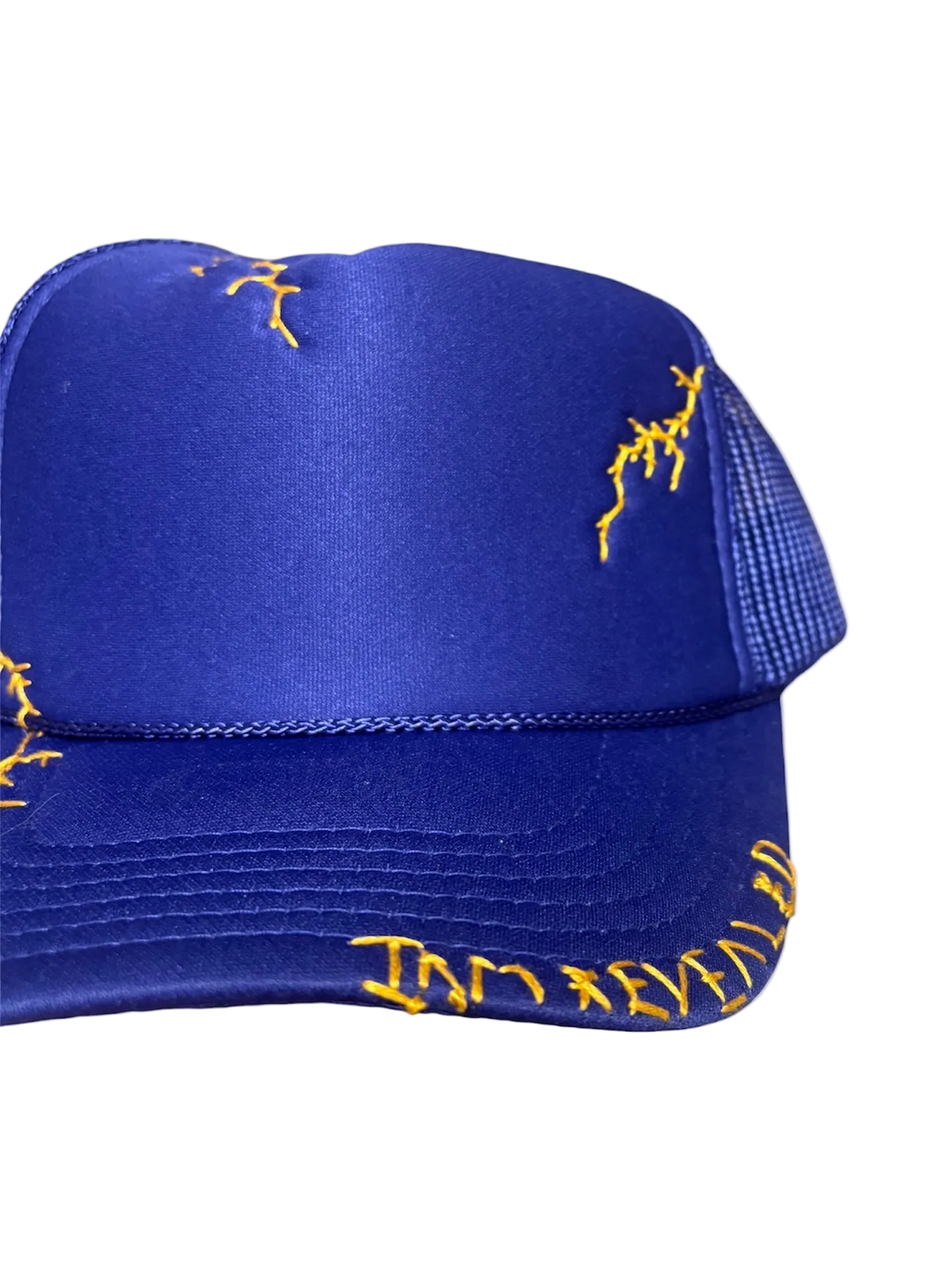 Hand-Embroidered Lightning on Purple Strap-back Trucker by JBM • Unisex