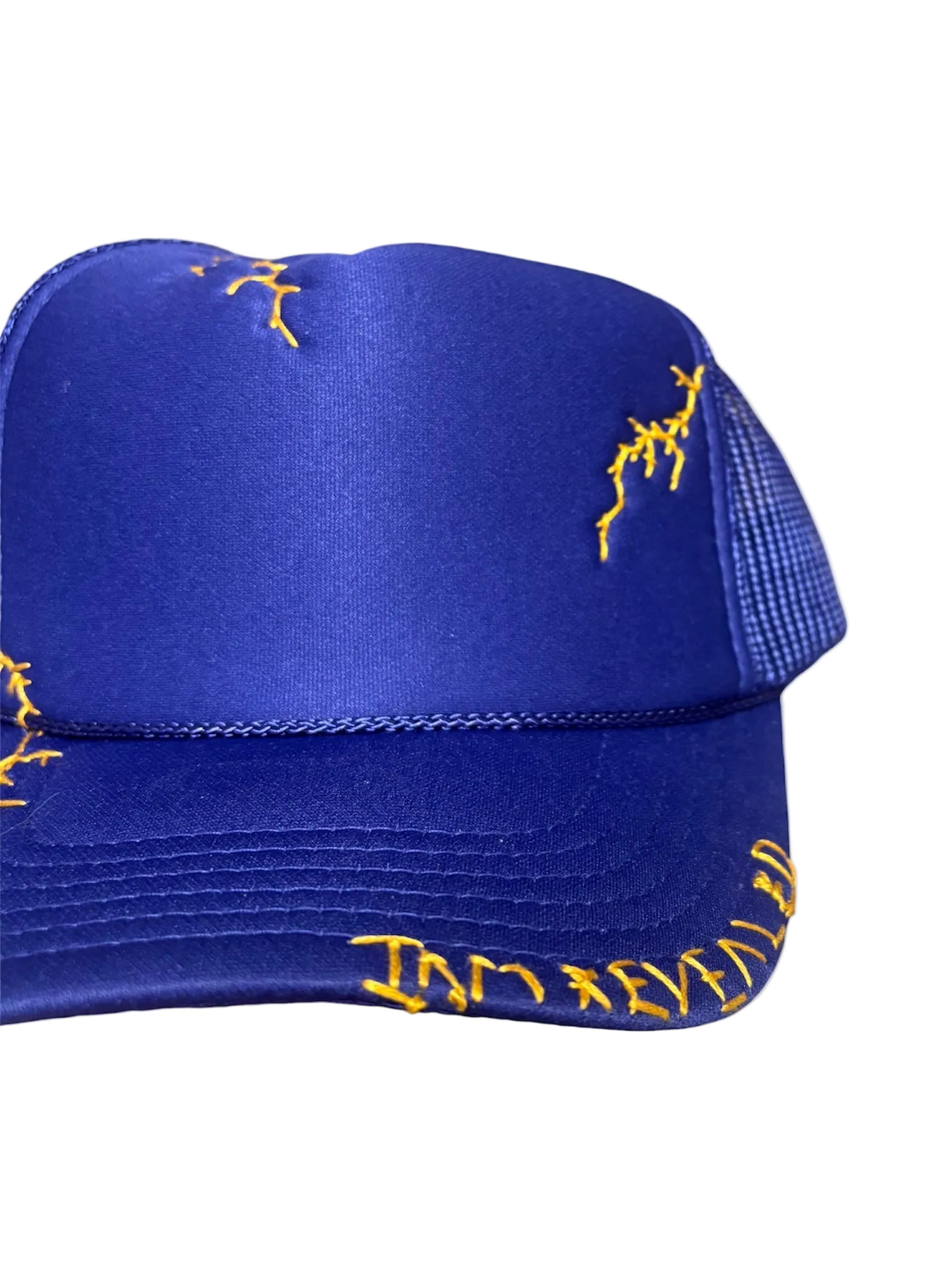 Hand-Embroidered Lightning on Purple Strap-back Trucker by JBM • Unisex